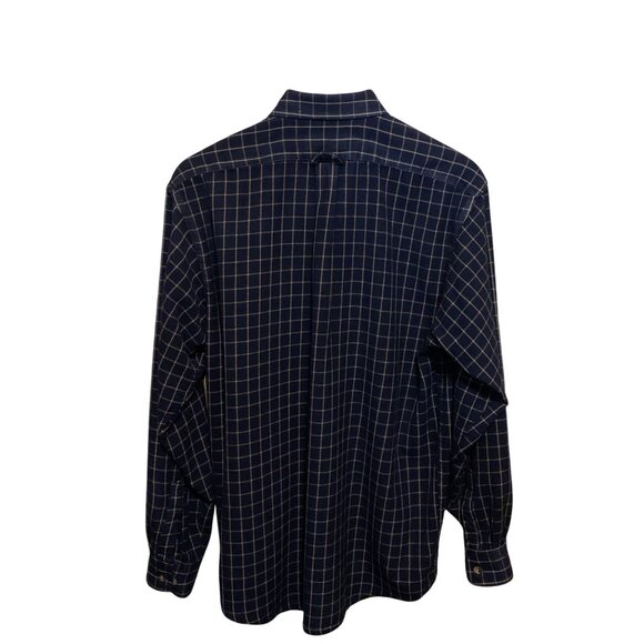 Vintage C.C.FILSON Mens Button-Down 100% Wool Shirt Blue Tan Plaid Sz L - Picture 4 of 9